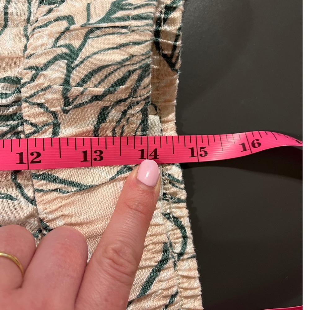 Rachel Zoe 100% Linen Tropical Palm Leaf Wide Leg Pants Peach Green Plus 1X - Picture 7 of 9